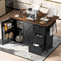 Isola da Cucina da 54,5" con Presa di Corrente, Piano a Ribalta e Contenitore