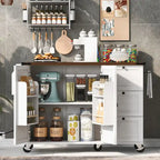 Isola da Cucina da 54,5" con Presa di Corrente, Piano a Ribalta e Contenitore
