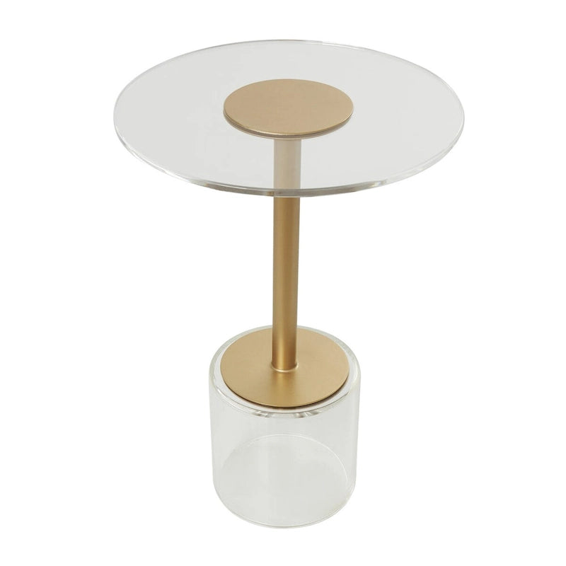 Tavolino laterale in acrilico con supporto rialzato color oro — Trasparente