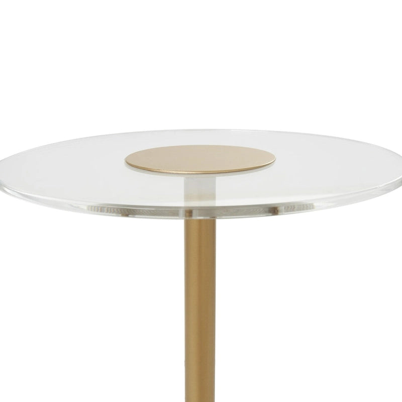 Tavolino laterale in acrilico con supporto rialzato color oro — Trasparente