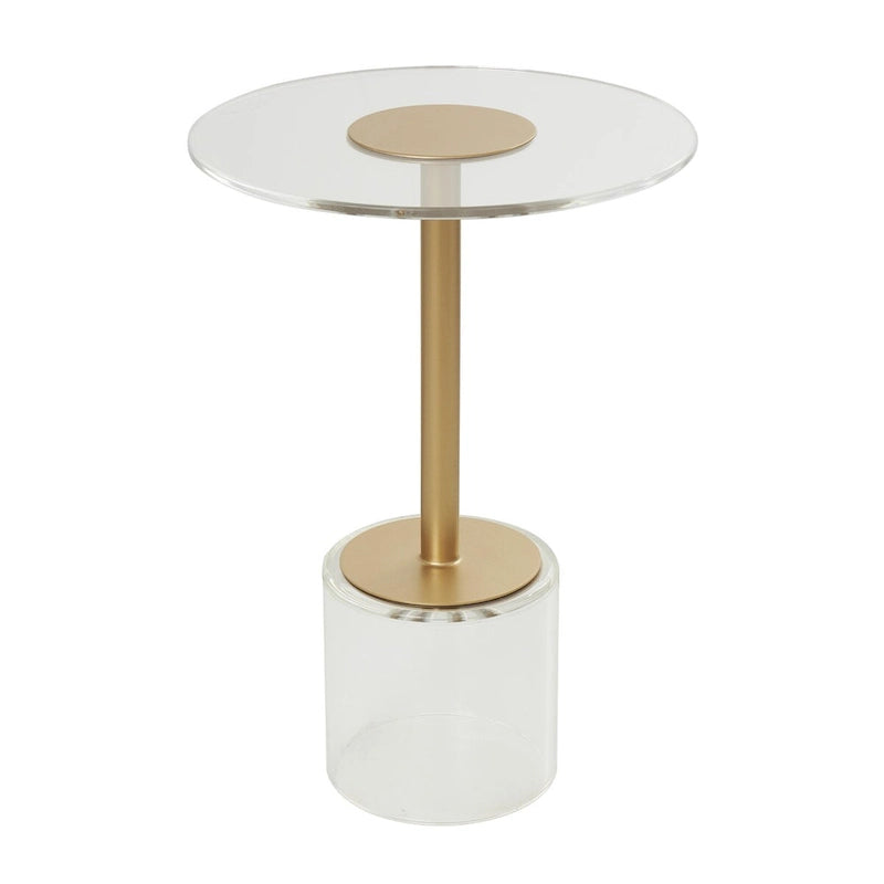 Tavolino laterale in acrilico con supporto rialzato color oro — Trasparente