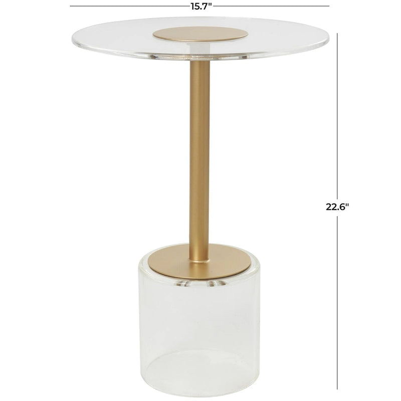 Tavolino laterale in acrilico con supporto rialzato color oro — Trasparente