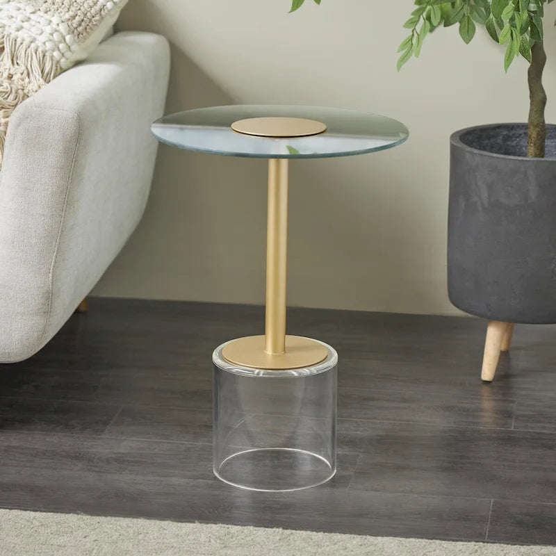 Tavolino laterale in acrilico con supporto rialzato color oro — Trasparente