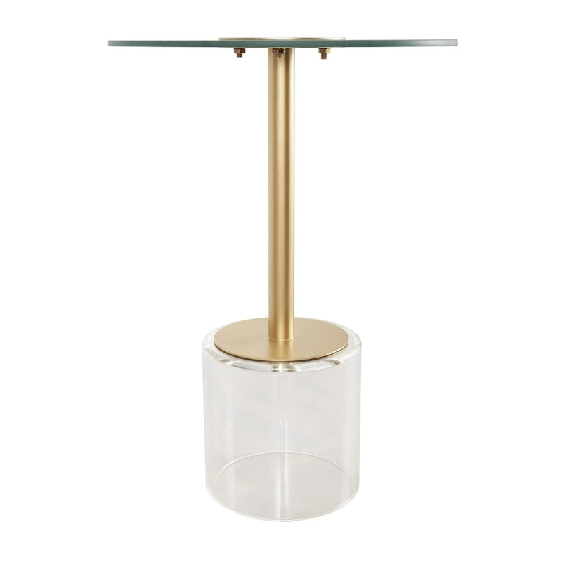 Tavolino laterale in acrilico con supporto rialzato color oro — Trasparente