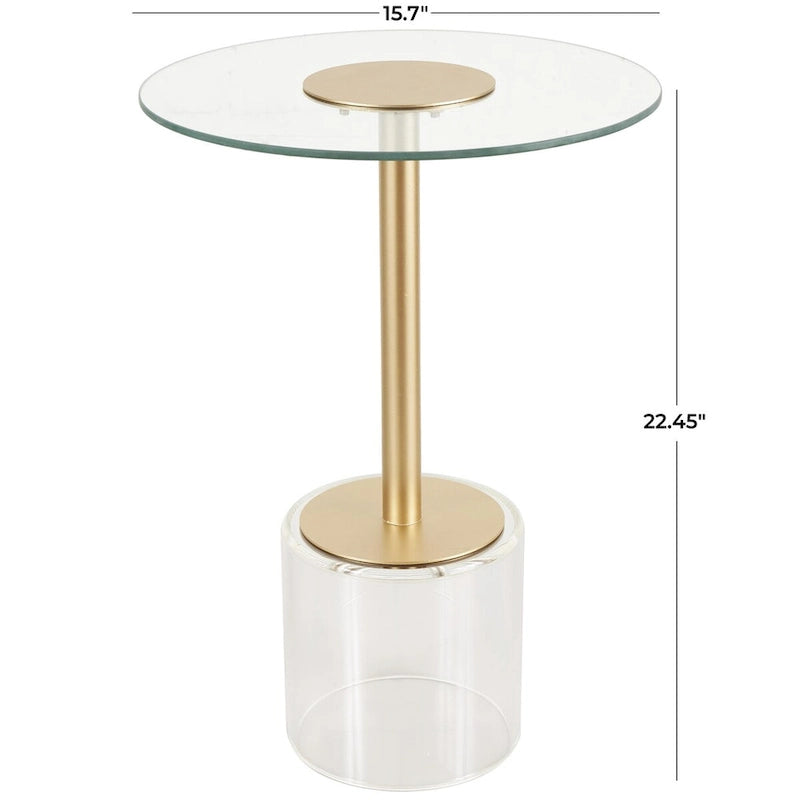 Tavolino laterale in acrilico con supporto rialzato color oro — Trasparente